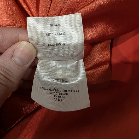 Elie Tahari Orange and Red Colorblock Midi Dress - Picture 9 of 9